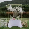 Arche de mariage dorée 2x2.1M, porte-fleurs carrée en métal avec bases, cadre décoratif de fond pour décor de fête d'anniversaire et de mariage