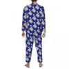 Vêtements de nuit pour hommes Art Print Pyjama Ensembles Automne Lunettes de cocktail Belle Quotidienne Homme Deux Pièces Rétro Surdimensionné Personnalisé Cadeau De Nuit