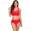 Women's Swimwear Solid color tight fitting swimsuit for women with backless cross straps bikini high waisted sexy bikini T240222