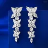 Dangle Oorbellen Shining U S925 Zilver Volledige Edelstenen Marquise Cut Drop Voor Vrouwen Fijne Sieraden Bruiloft