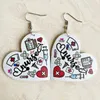 Dangle Earrings 2024 Charms Heart Science Teacher PU Leather Drop Earring Girls Party Jewelry Decoration Wholesale