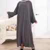 Klänningar 2 bit matchande muslimska uppsättningar hijab klänning vanligt eid abayas för kvinnor dubai öppna abaya kalkon inner klänningar ramadan islam kläder