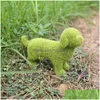 Dekorativa blommor kransar trädgård dekor innergård söt hund statyer gräs grön simation valp ornament mossa figur dro homefavor dha5k