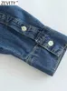 Zevity Women Fashion jedno ramię Asymetryczna jeansowa bluzka bluzka femme Chic kieszonkowe