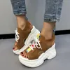 Dress Shoes Quality Sandals Summer Trend Women's Shoe Casual Platform Thick-Soled Lace-Up High Heels Fashion Peep Toe Beach Zapatos Mujer 42