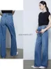 Jeans pour femmes IOO 2023 Nouveau rétro taille haute denim pantalon droit femme bleu jambe large marque jean livraison gratuite l2402