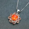 Hangers Platina Oranje Diamant Met Een Figuur ACHT RAND OPALEN BLOEM KETTING