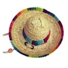 Vêtements de chien mignon mini chiot chat paille tissé chapeau de soleil casquette mexicaine sombrero fournitures pour animaux de compagnie