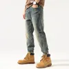 Men's Jeans American Retro Fashion Brand Cotton Loose Straight Micro Cone Harem Leg Thick Large Size Trendy Pants