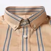 Men's Dress Shirts Mens Cotton Striped Long Sleeve Slim Fit Shirt Without Pocket Wrinkle Free Comfortable Casual Button Down Male