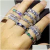 Wedding Rings Sparkling Luxury Jewelry 925 Sterling Sier White Topaz Cz Diamond Gemstones Promise Women Engagement Band Ring For Lov Dhz5T