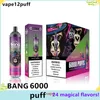 Original Bang King 6000Puffs Disponibla Vapee Cigarett Stick Rechargeble 850mAh Battery Evaporator Mesh Coil 14 ML PODS Box Electronic Cigarette med 24 smaker