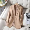 Damenanzüge Frauen Mantel Frühling Herbst Khaki Anzug 2024 Mode Koreanische Langarm Blazer Frau Jacke Casual Büro Damen Blazer Tops