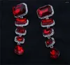 Dangle Earrings Gorgeous Red Crystal Drop Hanging Luxury Earring Woman's Exaggerated Jewelry Trendy Bridal Birthday Valentine's Accessories