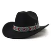 Berets Roll Brim Western Cowboy Hat Women Men Ethnic Minority Style Fedora Fascinator Party Felt Cap Panama Fedoras Sun