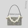 Totes Evening Påsar Rhinestone Evening Bags for Women Pearl Handle Designer Diamonds fyrkantiga kvinnliga handväskor Lyxig blank axelväska bolso jerh24223