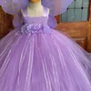 Dziewczyny sukienki dziewczyny lawendowy motyl kwiat sukienka dla dzieci wróżka księżniczka długa suknia balowa z skrzydłem dla dzieci kostium urodzinowy