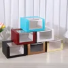 Caixa de papel Kraft colorida de tamanho grande com janela para embalagem de chapéu Caixa de presente de doces de biscoitos de bolo Caixas vermelhas pretas LX6360