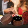 Jewelry Pouches Exquisite Craftsmanship Ring Box Vintage Wooden Storage For Proposal Engagement Handmade Rustic Valentine