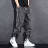 Mens Jeans Loose Elastic midja denim för män 2024 Fashion Casual Spring Workwear Foot Tied Pants With Brand Baggy Trousers2024