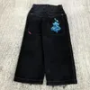 Dżinsy męskie jnco odzież męska y2k vintage amerykańska grafika haftowa moda worka streetwear harajuku szerokie dżinsowe spodnie nogi
