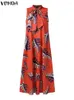 Sukienki swobodne Vonda Women Party sukienka 2024 Modna bez rękawów Sundress Bohemian Summer Maxi Long Robe Holiday Beach Vestidos