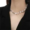 Wisiorki Naturalne barokowe perełki Pearl Naszyjka Mosiężna Biała metalowy kolor Romantyczne kobiety Luksusowe biżuterię Choker Trendy Clavicle Sain