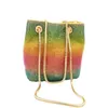 Boutique De FGG Regenbogen Damen Mini Kette Schulter Geldbörsen und Handtaschen Kristall Clutch Abendtaschen Strass Party Umhängetasche Q2446