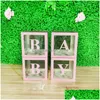 Cadeaupapier 4 stuks Doorzichtige kartonnen kubusdoos Plastic ballon Babyshower Papieren zak Feestartikelen Snoep Dragee Taart Bruiloftsverpakking7709445