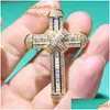 Colares Pingente Espumante Handmade Fine Jewelry 925 Sterling Sier Gold Fill Grande Pequena Cruz Cristianismo Partido Clavícula Mulheres Ne DHM5F