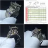 Anéis de casamento choucong marca deslumbrante jóias de luxo 925 esterlina sier fl pavimentar safira branca cz diamante pedras preciosas mulheres noivado dhzd9