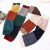 Women Socks Winter Twist Cable Knit Triple Colorblock Stitching Boot Cuffs Cover Faux Wool Warm Over Knee