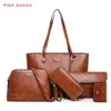 Rosa sugao mulheres sacola designer shoudler bolsas 5 pçs conjunto de couro do plutônio bolsa senhora sacos de compras com carteira nova moda bhp205l