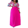 Etniska kläder afrikanska kläder för kvinnor sommar 2024 Elegant 3/4 ärmtryck 2 stiga topplånga veckkjolar matchande uppsättningar Afrika