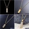 Pendant Necklaces Gold Rec Stick Necklace Hip Hop Bling Fl Diamond Square Charm Twist Chain Rhinestone Jewelry Gifts For Men And Wom Dhgrh