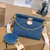 Płótno jeansowo niebieski multi pochette Accessoires łańcuch torby na ramię Crossbody torebka torebka torebki torebki torebki Kobiet portfel regulowany szeroki pasek