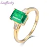 Cluster Rings Loverjewelry Solid 14kt Gold Natural Zambia Emerald Diamonds Wedding Engagement Za Brand för Women Valentine's Day Gifts