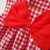 Vestidos da menina 2 pçs / set verão bebê menina vestido doce bowknot xadrez crianças roupas lindas roupas macias finas para crianças crianças vestidos de festa l2402