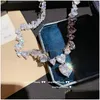 Pendant Necklaces Choucong Brand Sparkling High Quality Luxury Jewelry Heart 925 Sterling Sier Fl Pear Cut White Topaz Sweet Cute Cz Dhnep