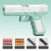 Glock brinquedo pistola macia bala armas de brinquedo m1911 escudo ejetado espuma dardos blaster manual airsoft arma com silenciador para crianças adultos 240220