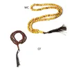 Charm Bracelets Small Natural Light Brown 99-Bead Muslim Prayer Beads Rosary Chain With Tassel