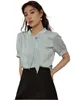 Blusas femininas moda elegante mulheres ácido acético cetim escritório senhoras branco manga curta seda tops camisa