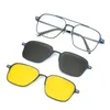 Sunglasses Metal 3 In 1 New Style Magnet Clip On Glasses Frame Trend Polarized Sunglasses For Men 2023 Optical Computer Glasses UV400 7009L2402