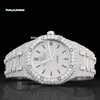 Luxo marca moissanite relógio hip hop iced out relógio para unisex diamante aço inoxidável rapper relógio de pulso