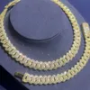 Elegante 13 mm Moissanite Cubaanse schakelketting: puur sterlingzilver met 10K gouden accenten