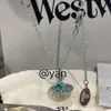 Gezegen Kolye Tasarımcı Kolye Kadın Vivienen Lüks Takı Viviane Westwood Yüksek Versiyon Batı Blue Diamle Gezegen Kolye Pin Satürn İnci Klavikül C