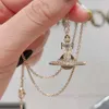 Collana Pianeta Collana di design per donna Viven Gioielli di lusso Viviane Westwood Westwood Collana con doppia fila di diamanti Pianeta di perle con diamante pieno Saturno