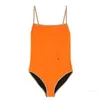 Designer Orange Bikini Costume da bagno da donna Body stampato Plaid stampato Sling Ladies Costumi da bagno da viaggio all'aperto Costumi da bagno senza schienale designerULVY