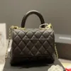 2022p Collection France Womens Mini Bag Quilted Caviar Leather Bags Calfskin Genuine Leather Gold Metal Hardware Matelasse Chain S293u