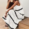 Casual jurken vestidos de mujer zomer vrouw kleding lange mode streep o-hals mouwloze bohemien jurk voor vrouwen gewaad los